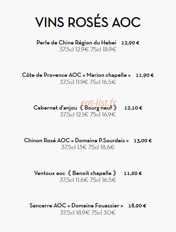Restaurant J'adore — carte page 20
