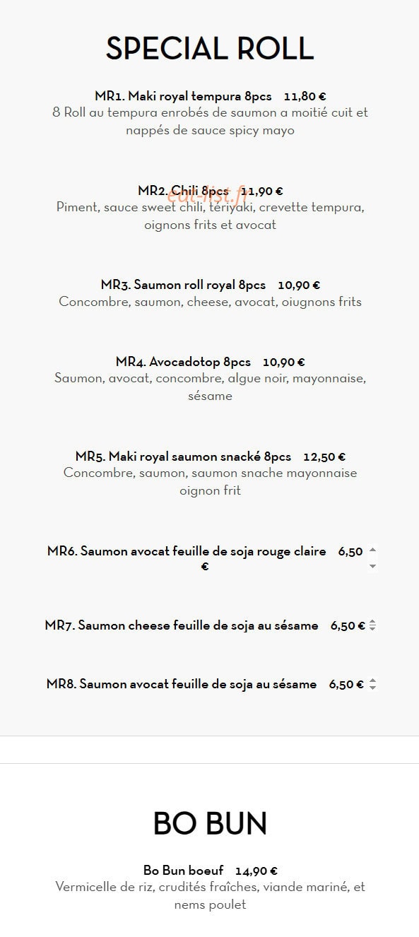 Restaurant J'adore — carte page 9