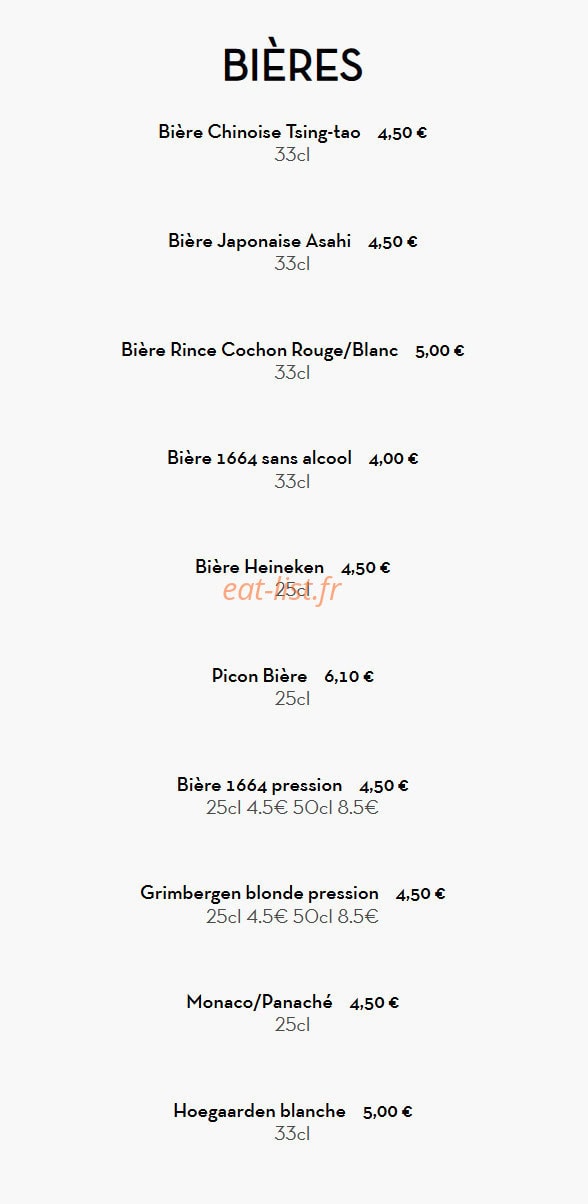 Restaurant J'adore — carte page 18