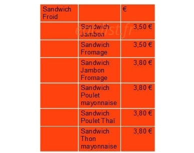 Snack Point — carte page 3