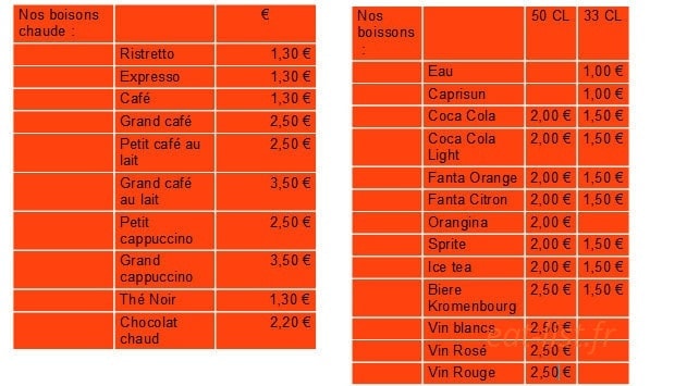 Snack Point — carte page 2