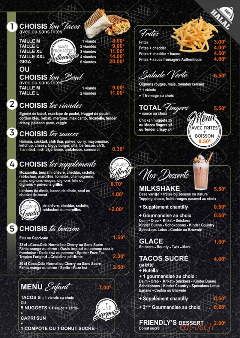 Tacos & Friends — carte page 1