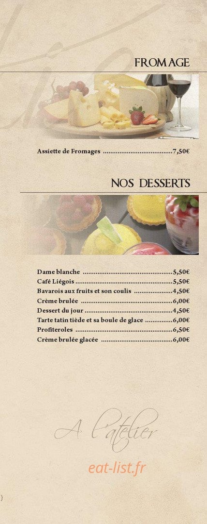 A L'Atelier — carte page 4