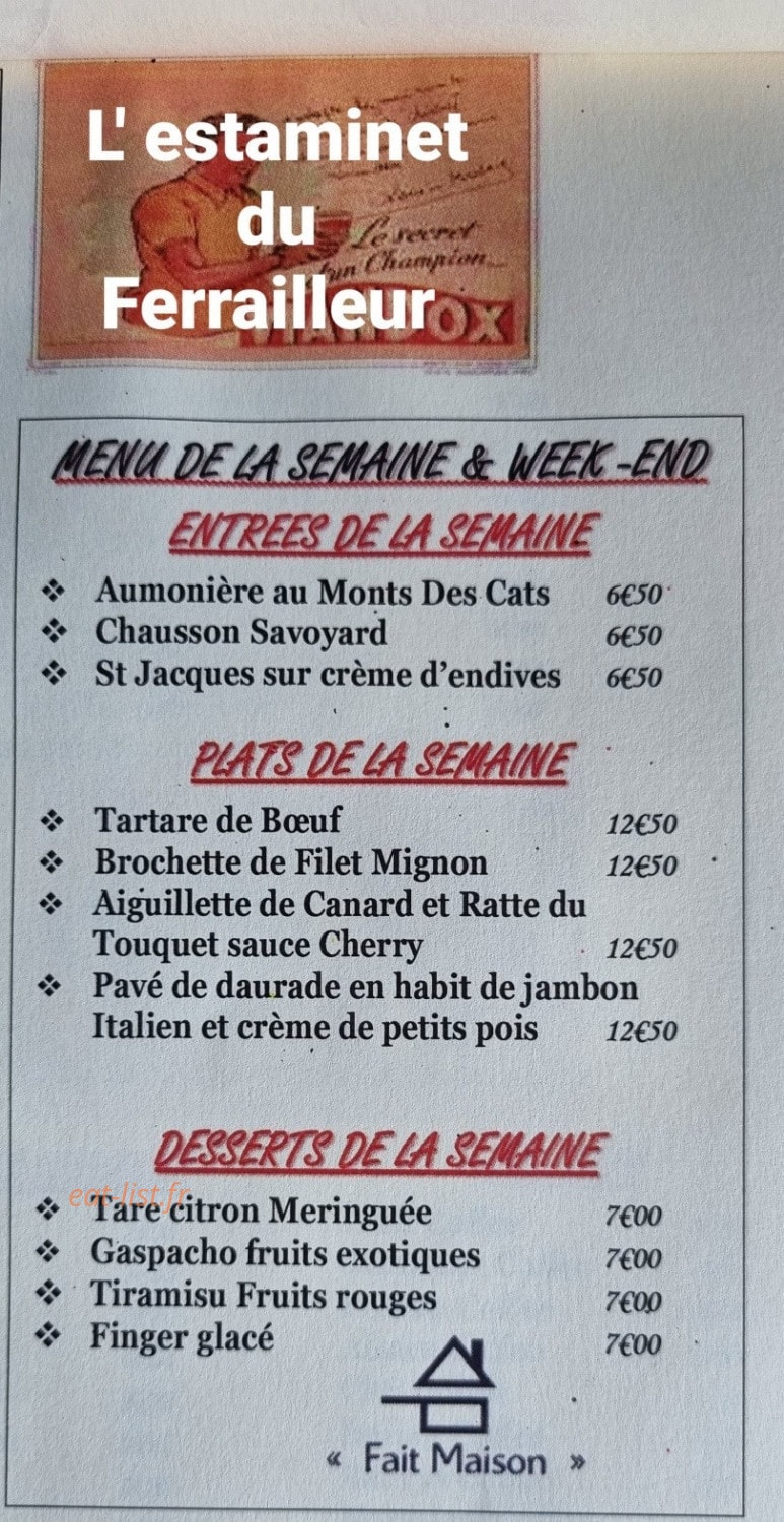 L'estaminet du ferrailleur — carte page 1