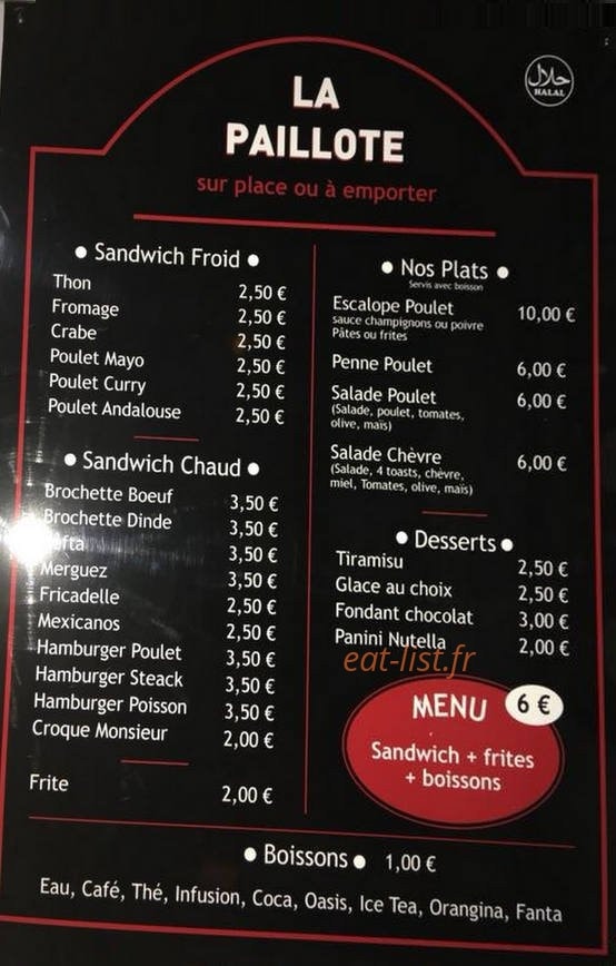 La Paillote — carte page 2