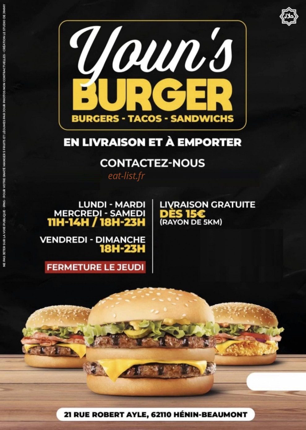 Youn’s Burger — carte page 1