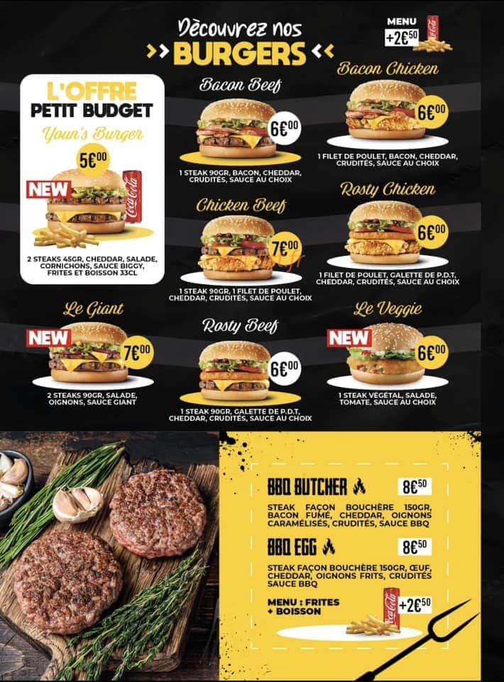 Youn’s Burger — carte page 3
