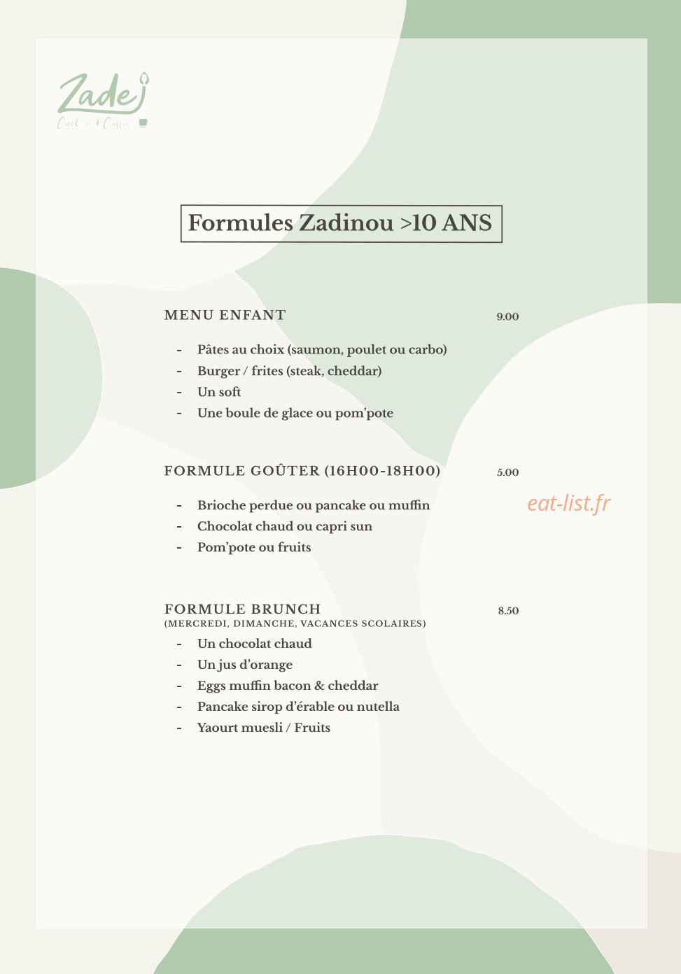 Zade Cook and Coffee — carte page 6
