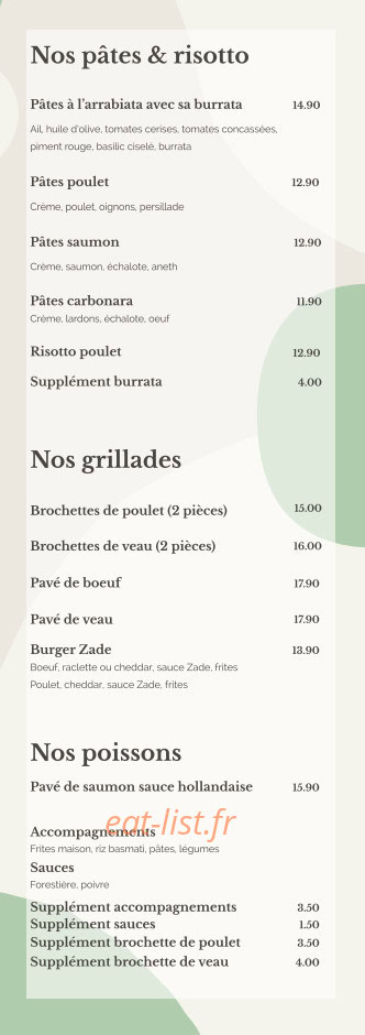 Zade Cook and Coffee — carte page 3