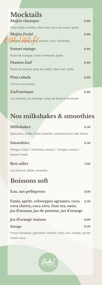 Zade Cook and Coffee — carte page 7