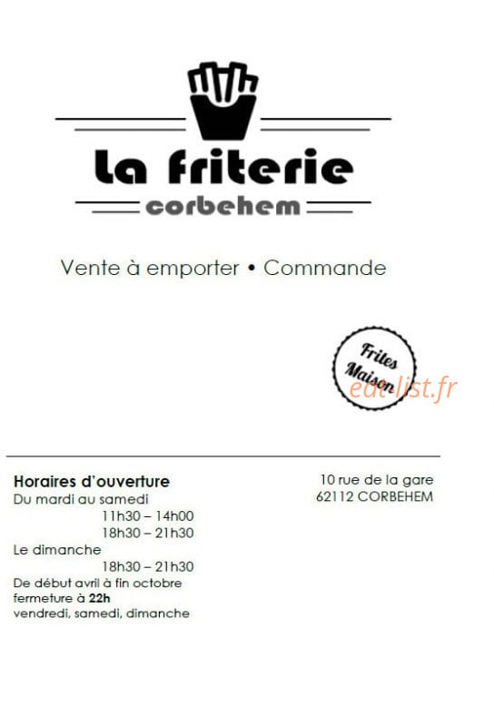 La Friterie — carte page 1