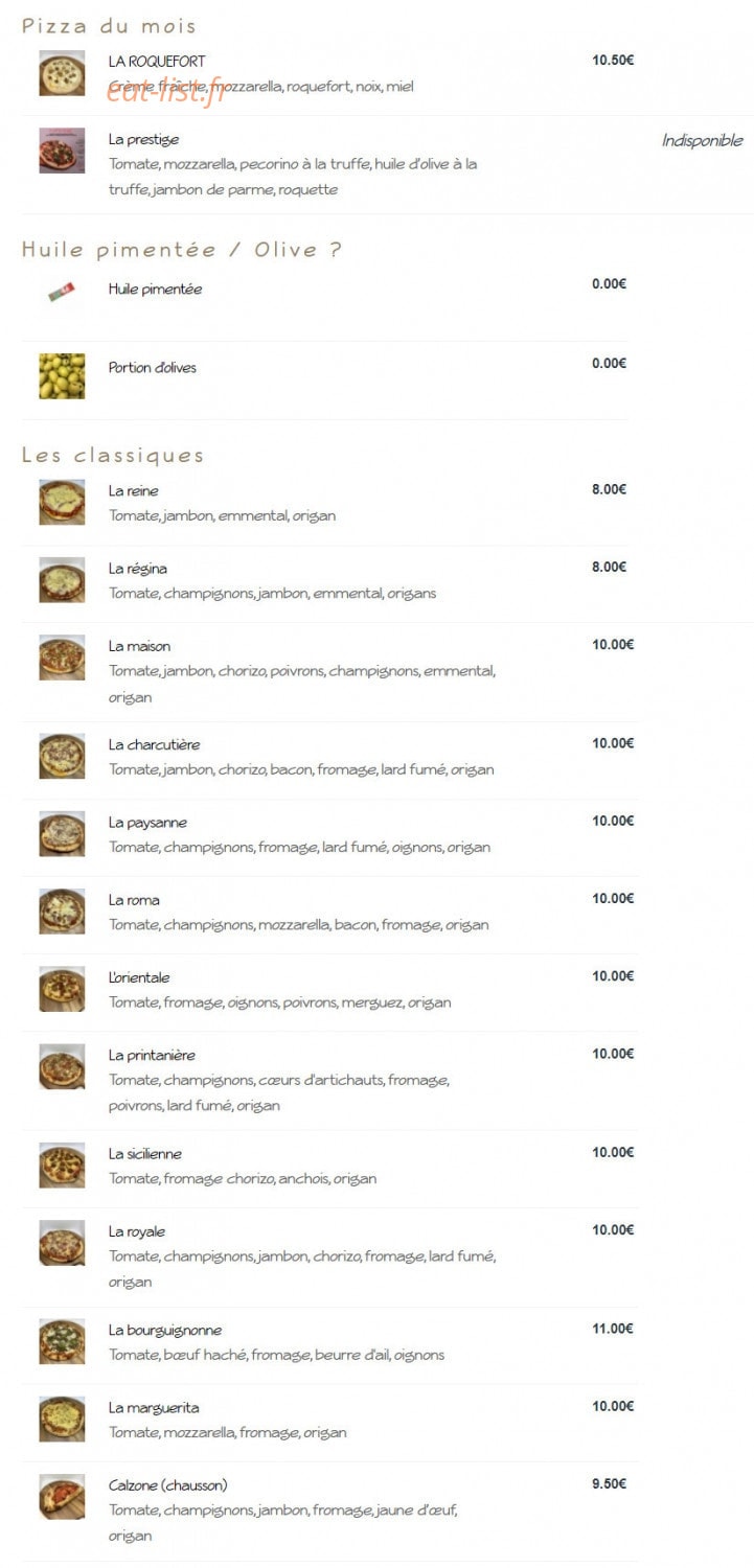 Goût i Pizza — carte page 1