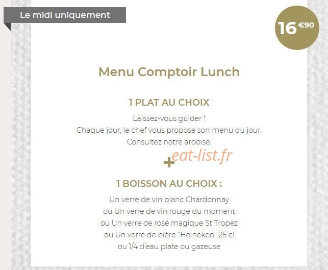 Le Comptoir — carte page 1