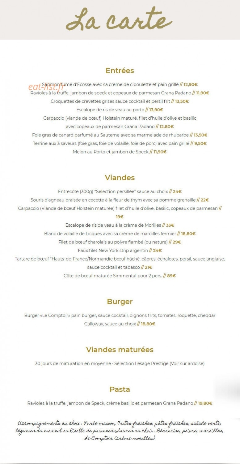 Le Comptoir — carte page 4