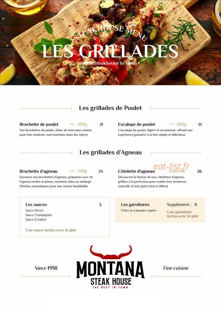 Montana Steak House — carte page 4
