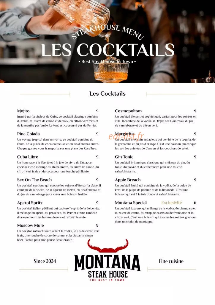 Montana Steak House — carte page 12