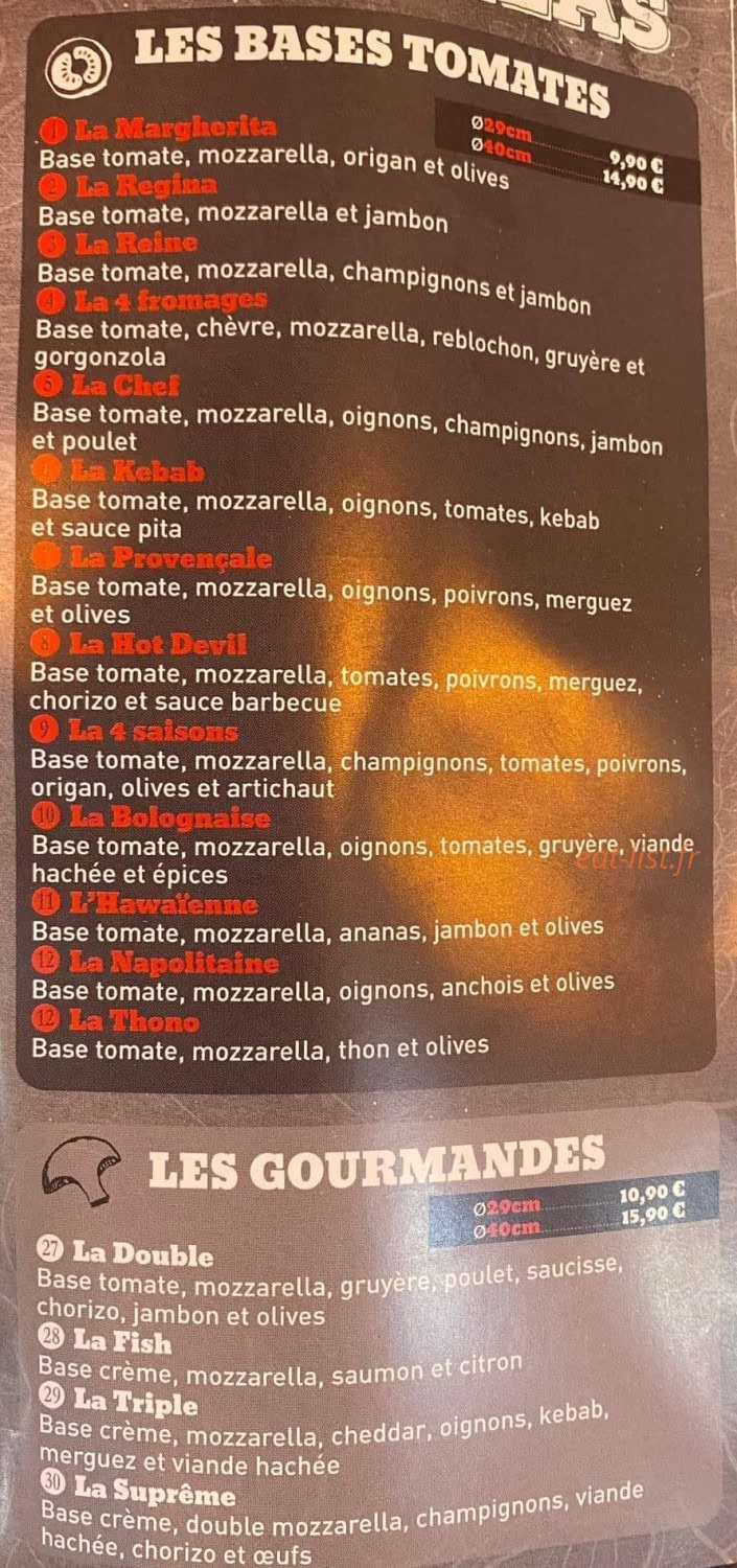 Eiffel Pizza — carte page 3