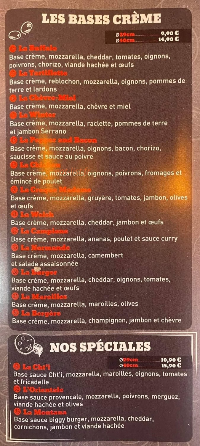 Eiffel Pizza — carte page 2