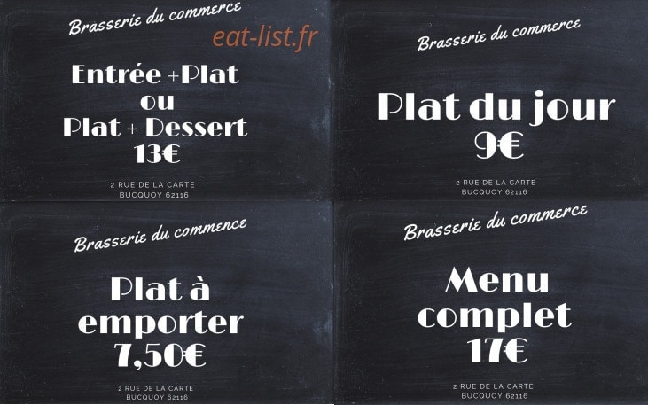 Brasserie du commerce — carte page 1