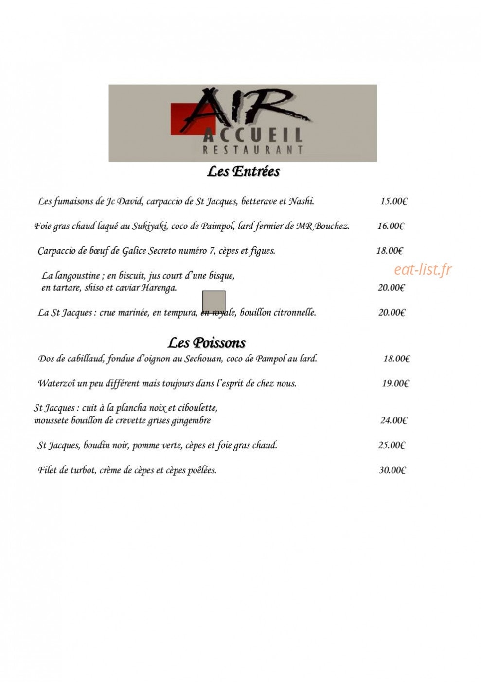 Air Accueil — carte page 1
