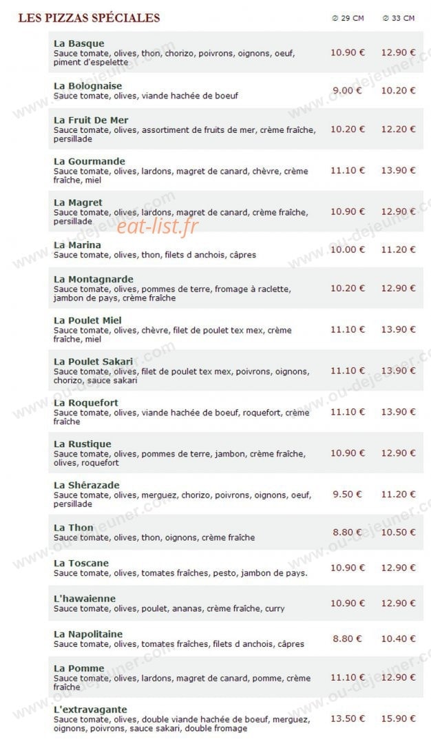 La Tourtière — carte page 1