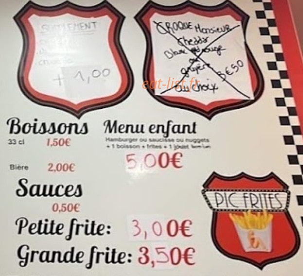Pic' Frites — carte page 4