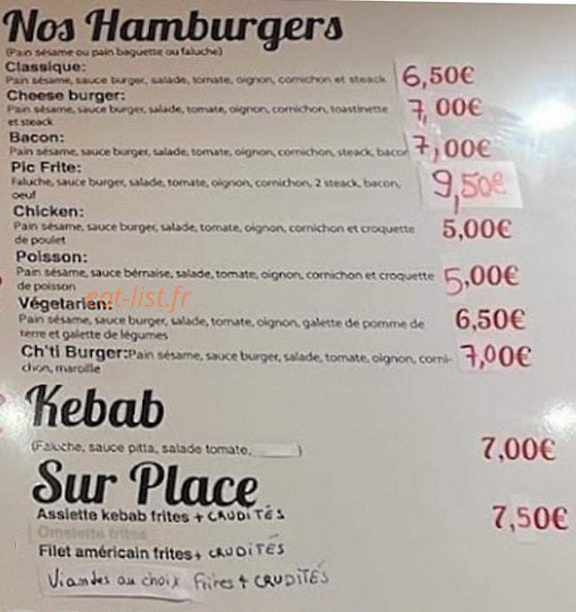 Pic' Frites — carte page 2