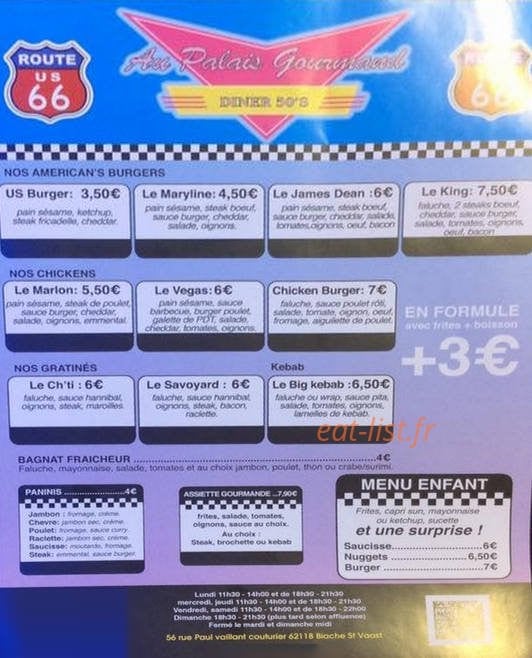 Au palais gourmand — carte page 1