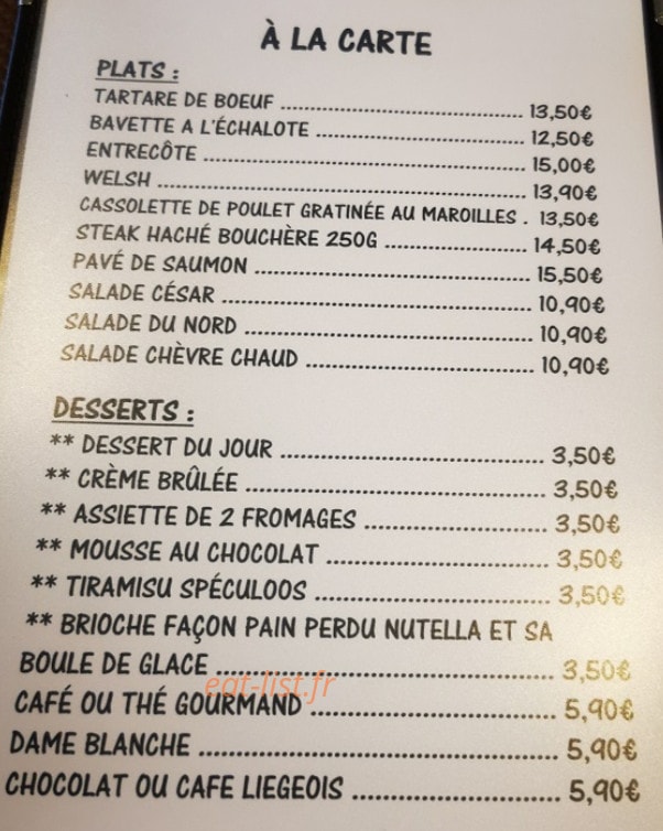 La Taverne — carte page 1