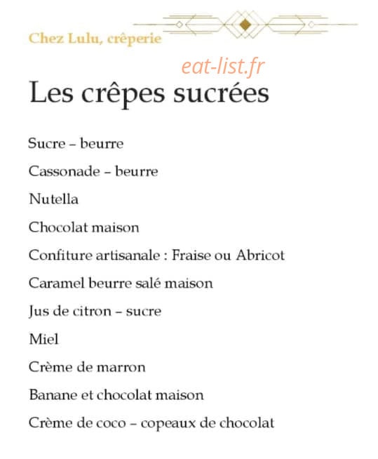 Chez Lulu — carte page 1