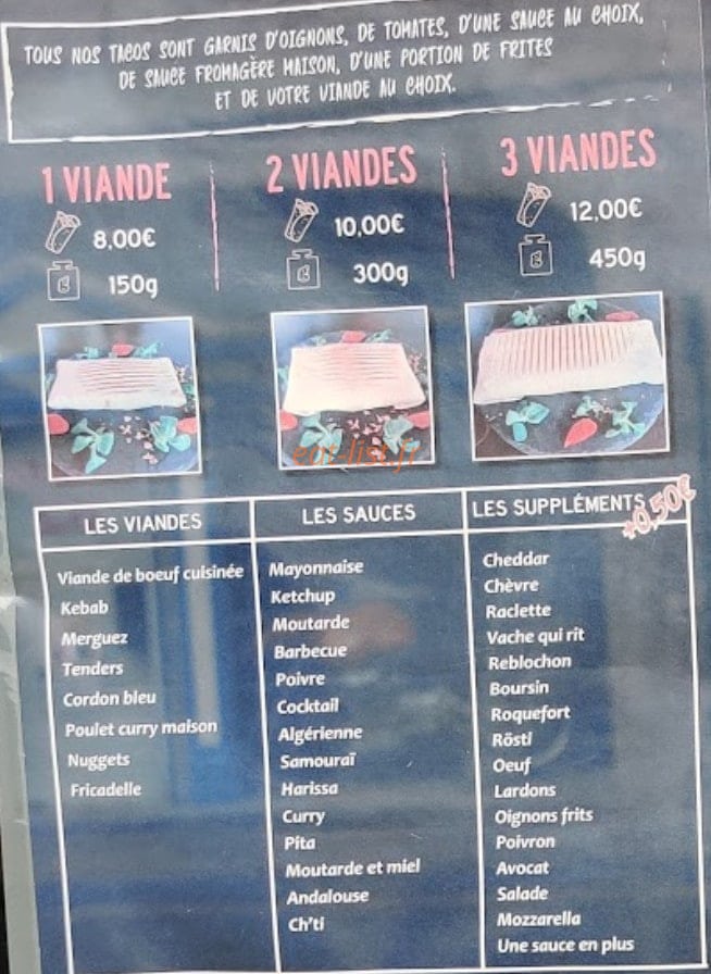 L'artisan tacos — carte page 2