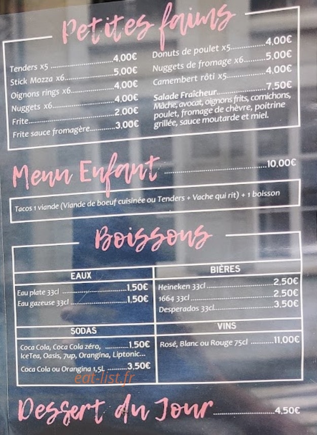 L'artisan tacos — carte page 4