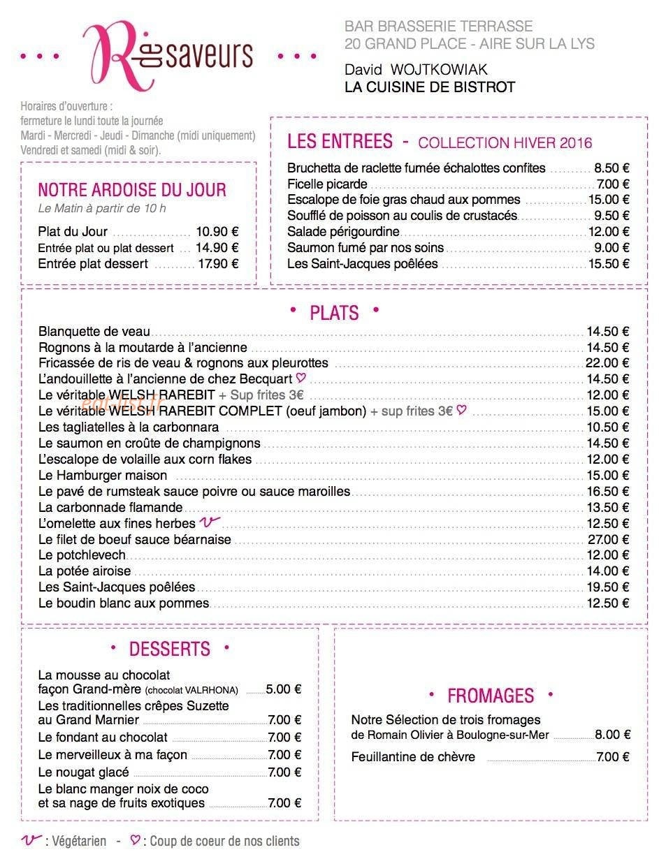 R de Saveurs — carte page 2
