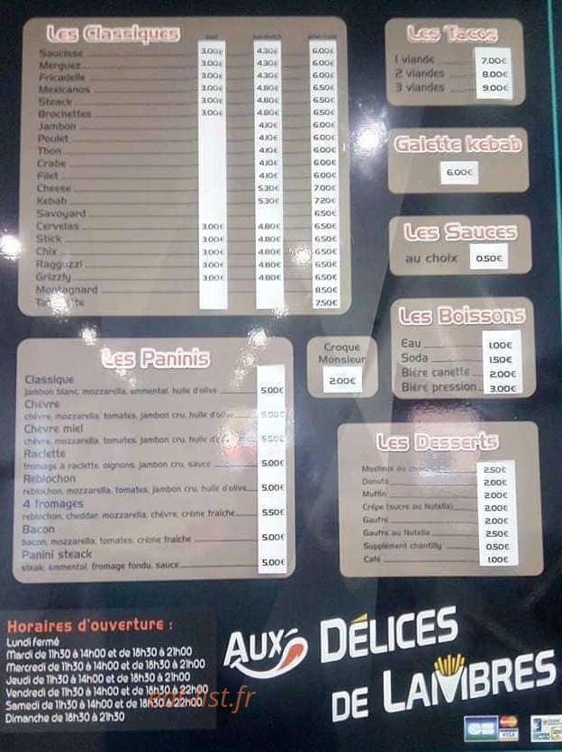 Aux délices de lambres — carte page 2
