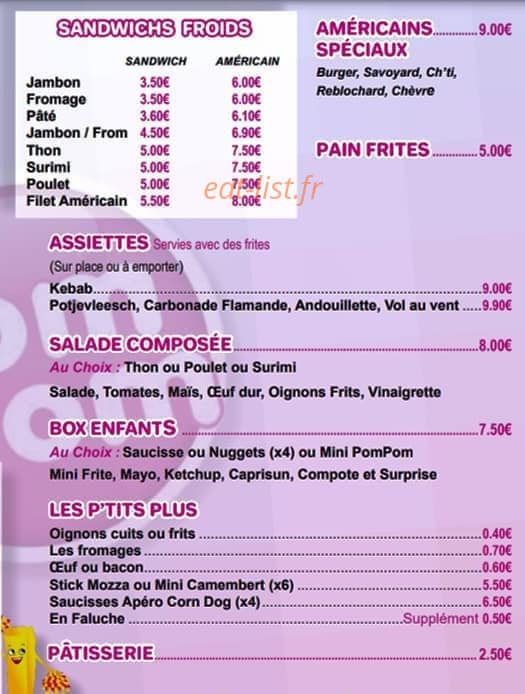 Pom Pom Frites — carte page 2