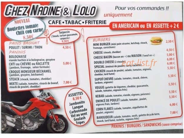 Chez Nadine & Lolo — carte page 1