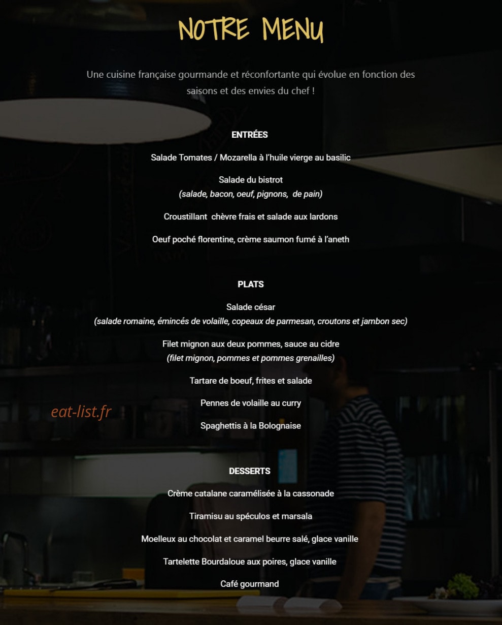La Pré Grill — carte page 1