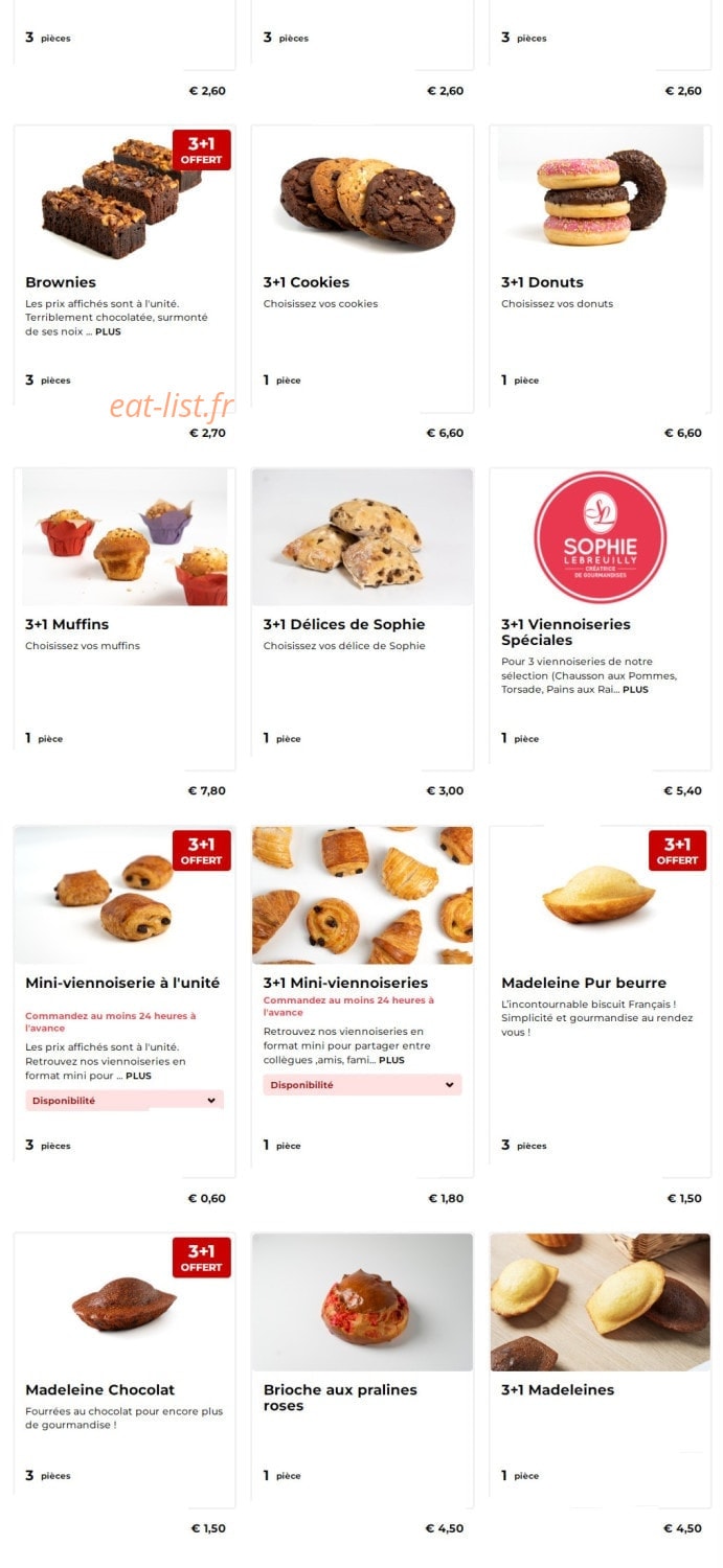Carte et menu de Boulangerie Sophie Lebreuilly à Saint Pol sur Ternoise — Les viennoiseries suite