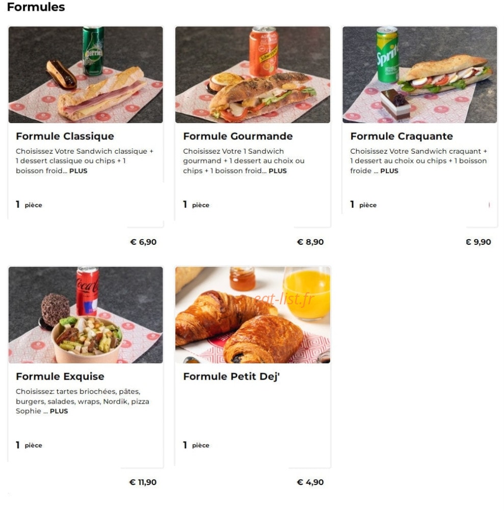 Carte et menu de Boulangerie Sophie Lebreuilly à Saint Pol sur Ternoise — Les formules