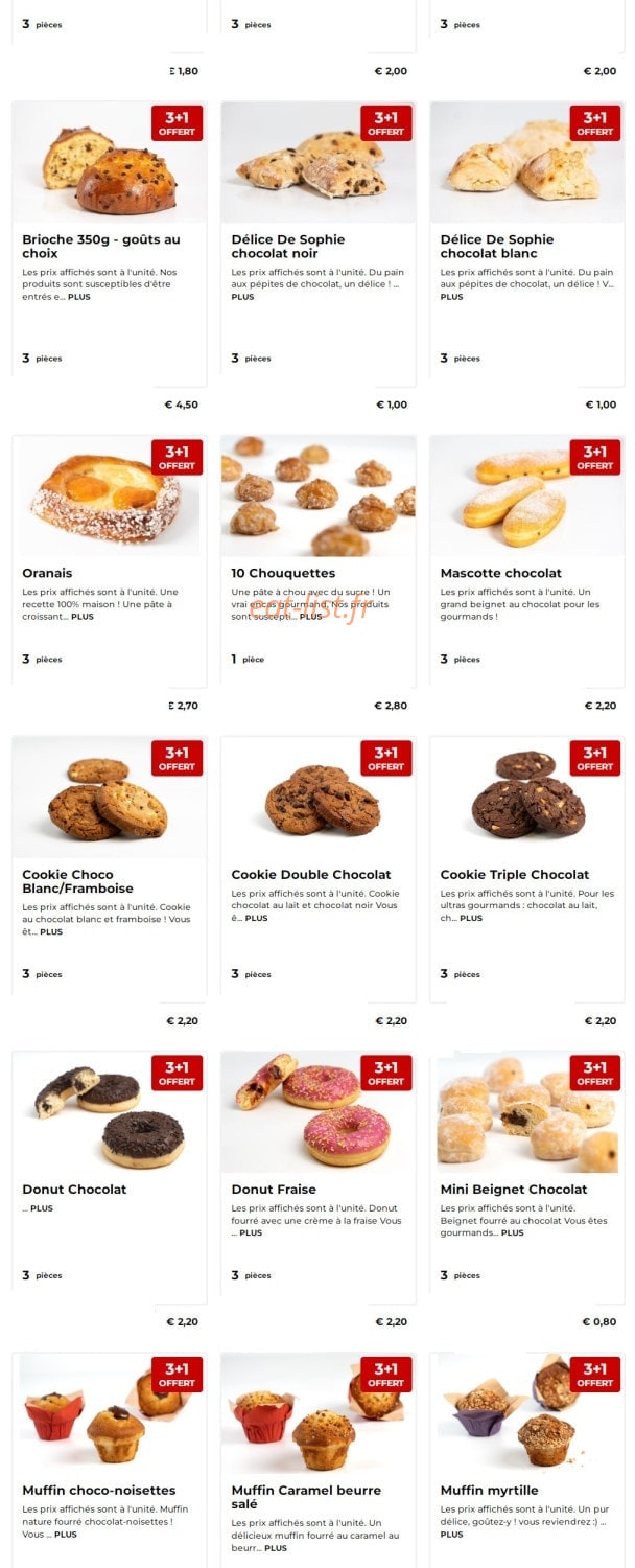 Carte et menu de Boulangerie Sophie Lebreuilly à Saint Pol sur Ternoise — Les viennoiseries suite