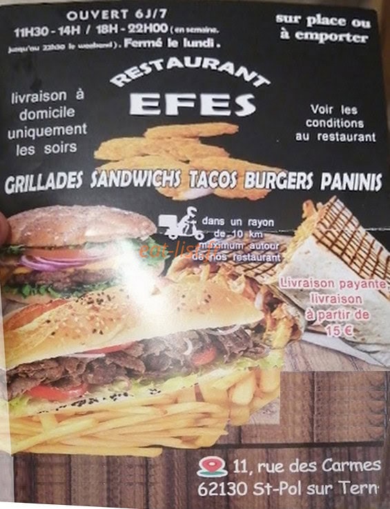 Restaurant EFES — carte page 1