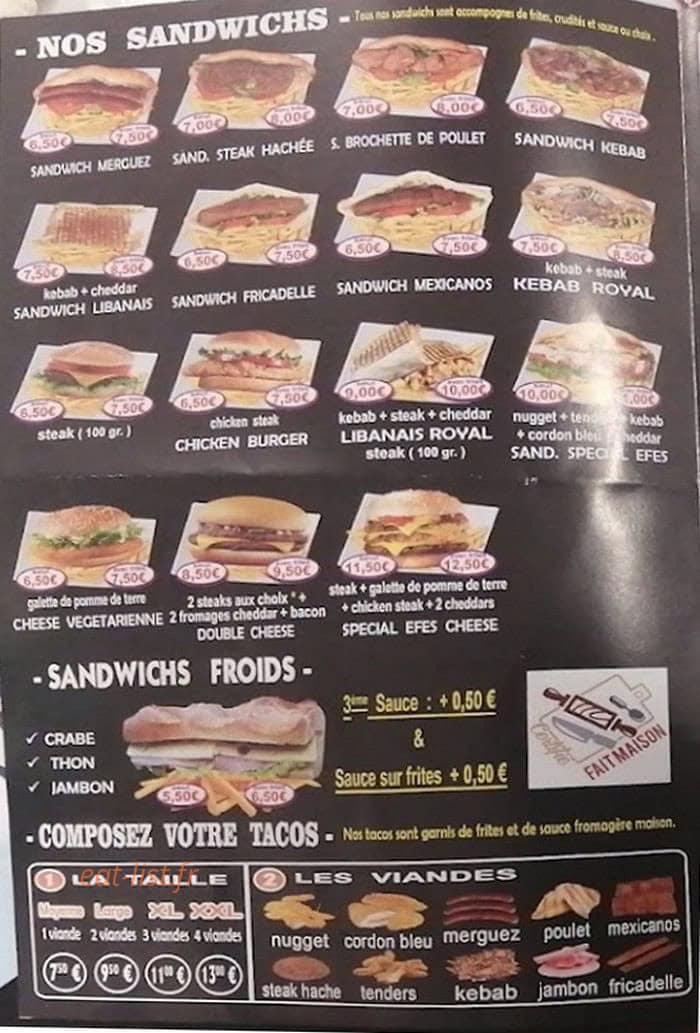 Restaurant EFES — carte page 2