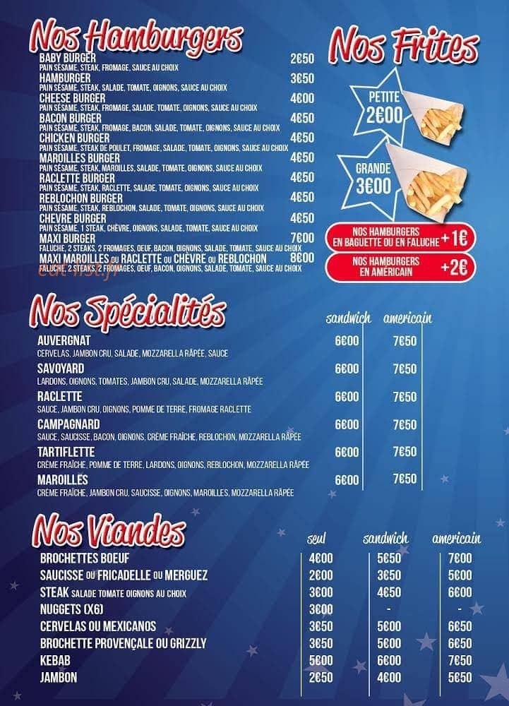 Américain Burger — carte page 2