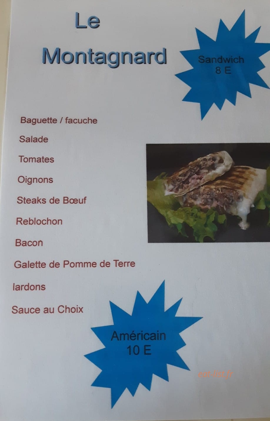 La Barque à Frites — carte page 1