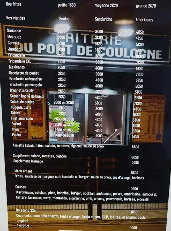 Friterie du Pont de Coulogne — carte page 2