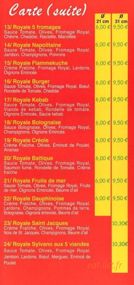 Pizza du Lion — carte page 2
