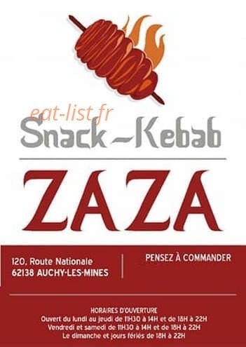 Zaza Kebab — carte page 1