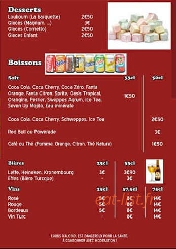 Zaza Kebab — carte page 3