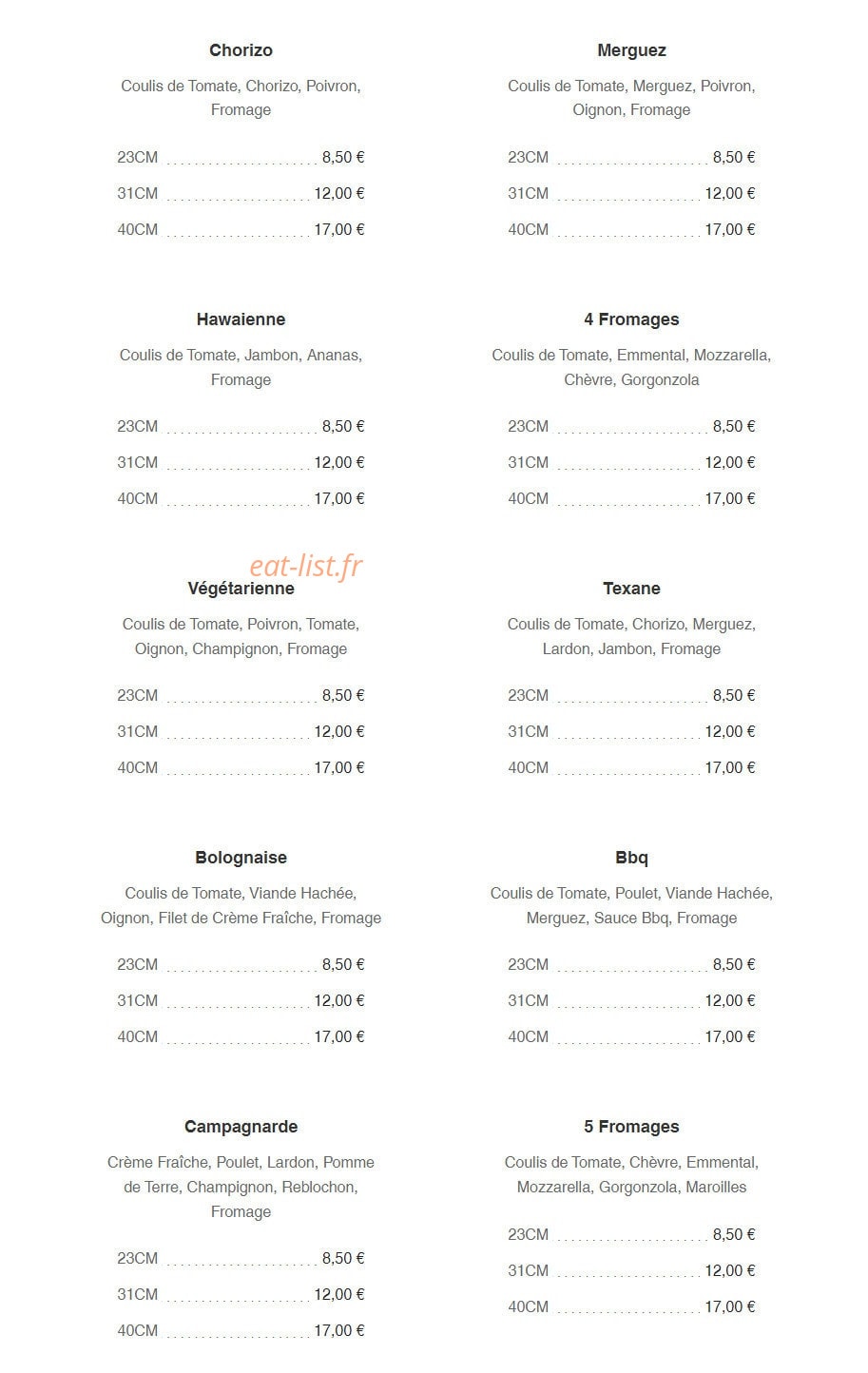 Pizz'Eli — carte page 4