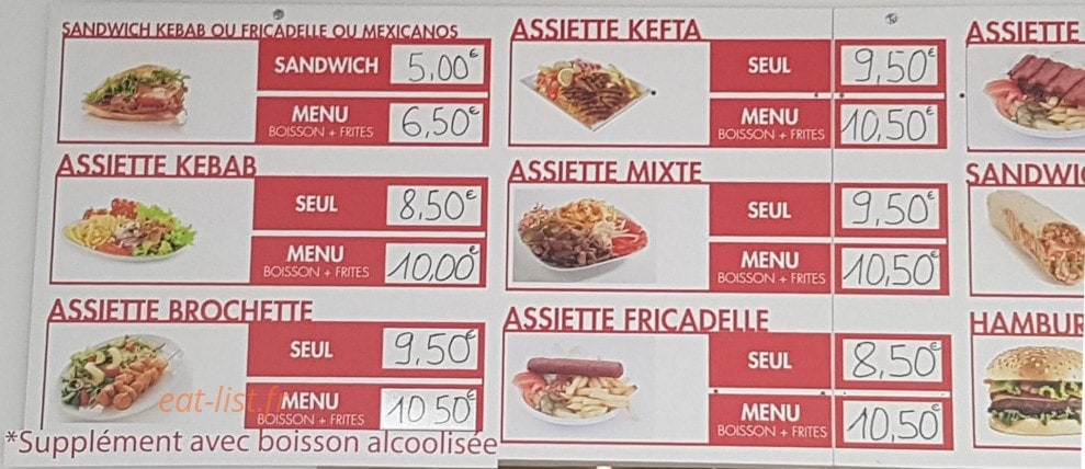 Kebab Douvrin — carte page 1